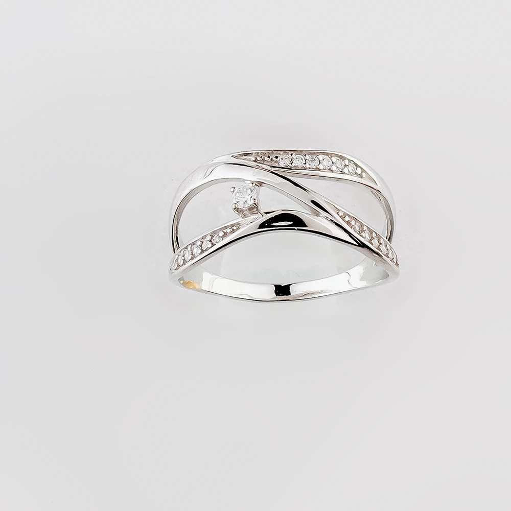 Кольцо с фианитом из белого золота 585 пробы