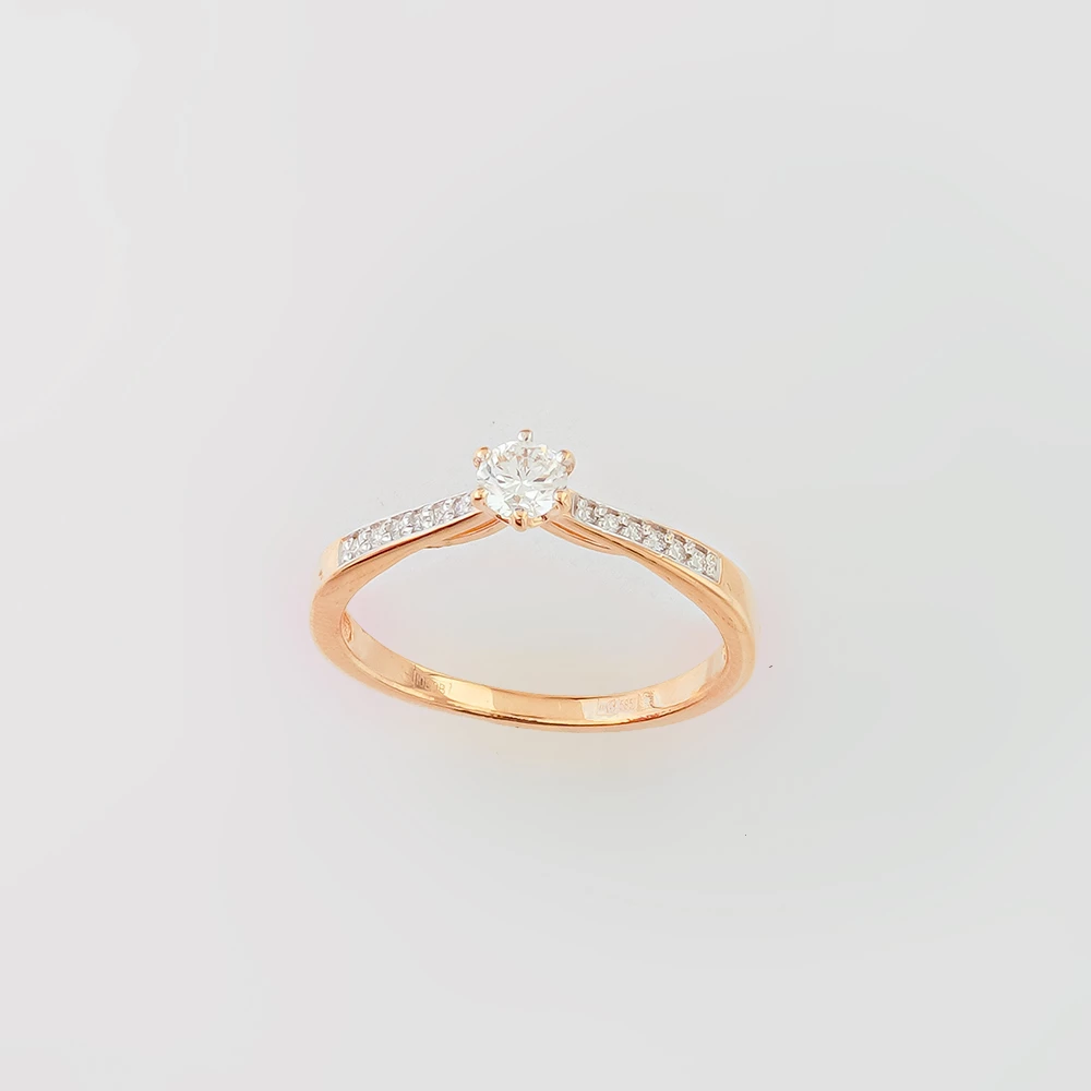 Кольцо с бриллиантом из красного золота 585 пробы