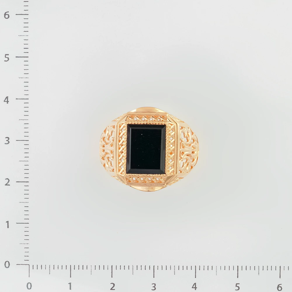 Кольцо с ониксом из красного золота 585 пробы