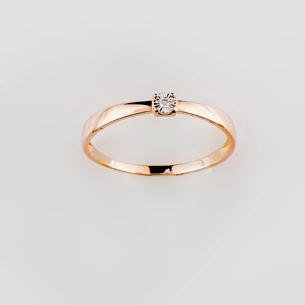 Кольцо с бриллиантом из красного золота 585 пробы