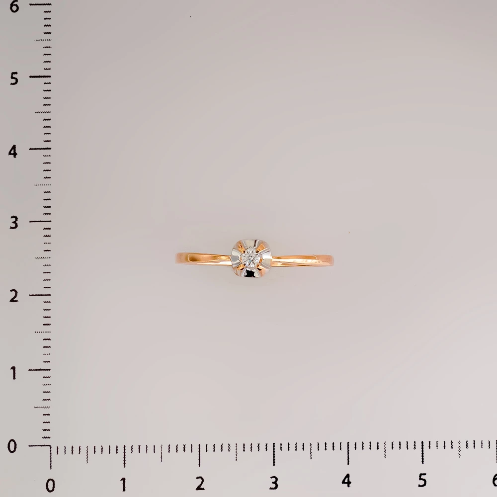 Кольцо с бриллиантом из красного золота 585 пробы