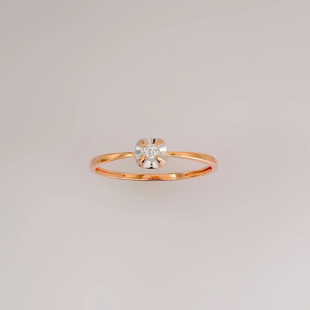 Кольцо с бриллиантом из красного золота 585 пробы