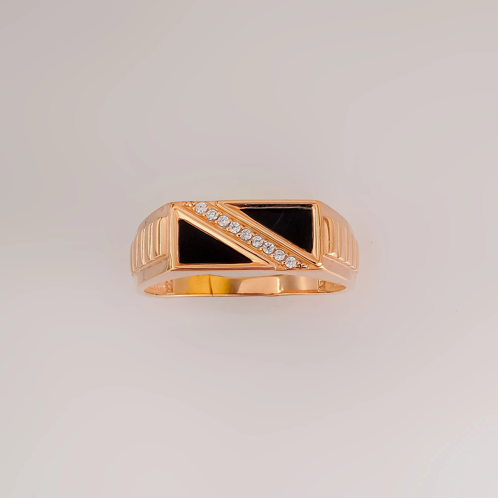 Кольцо с фианитом из красного золота 375 пробы