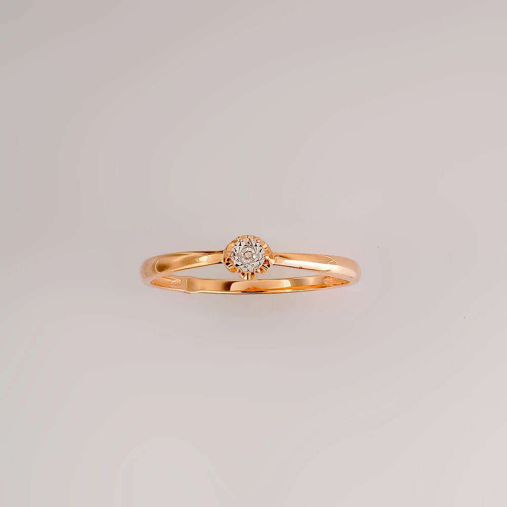 Кольцо с бриллиантом из красного золота 585 пробы