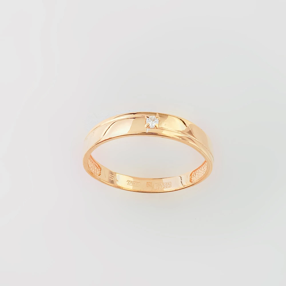 Кольцо с бриллиантом из красного золота 585 пробы