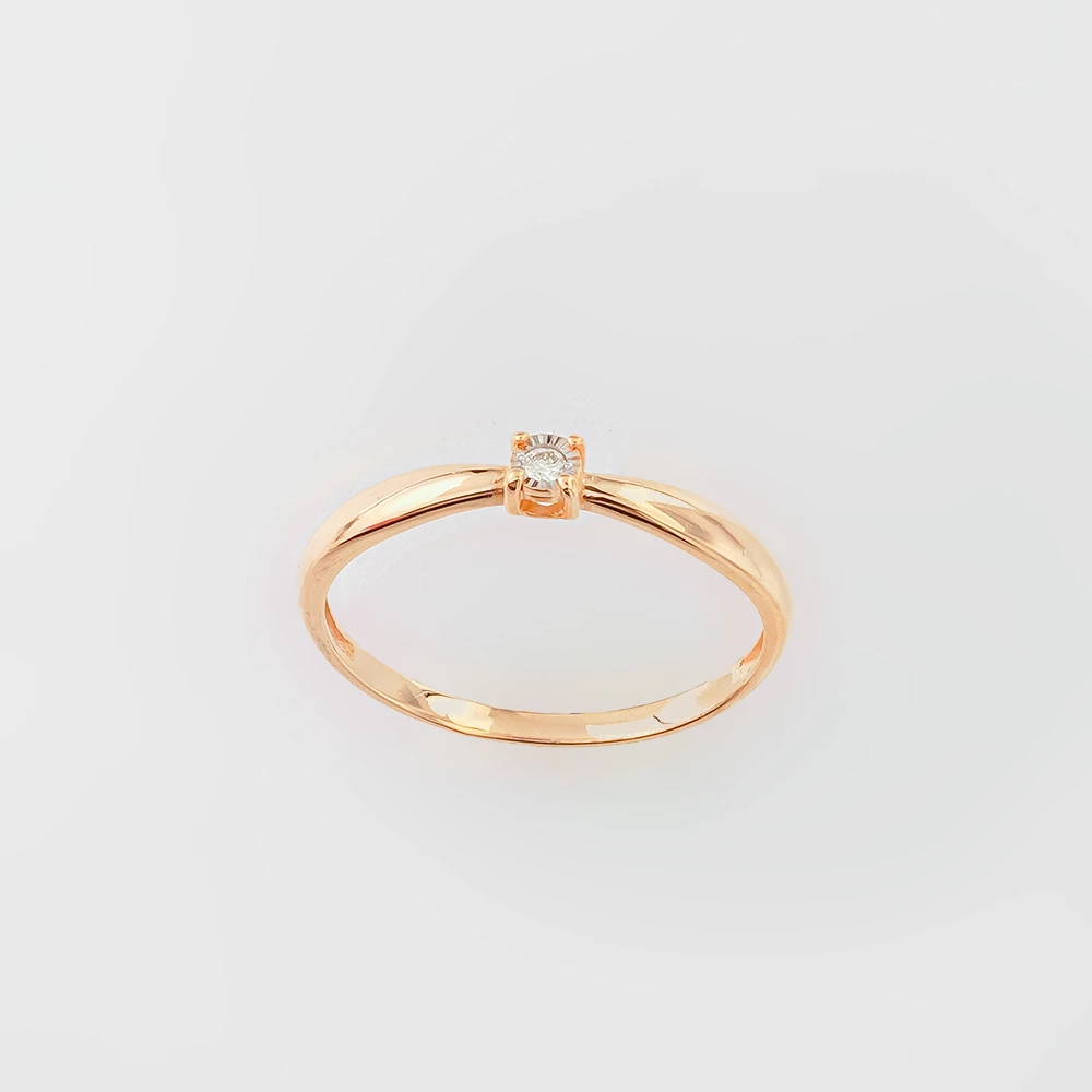 Кольцо с бриллиантом из красного золота 585 пробы