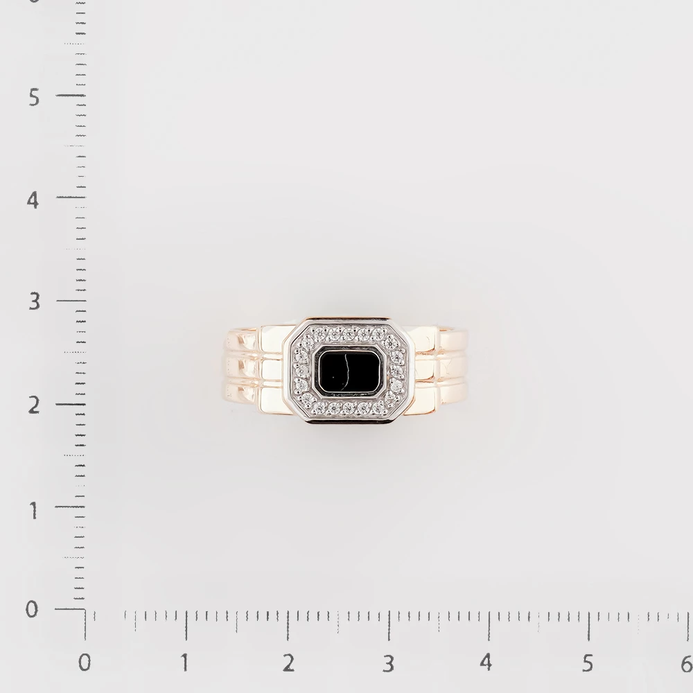 Кольцо с эмалью из красного золота 585 пробы