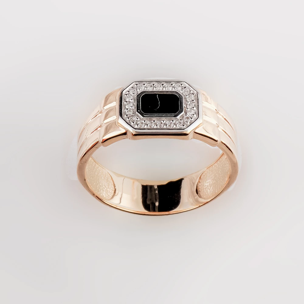 Кольцо с эмалью из красного золота 585 пробы