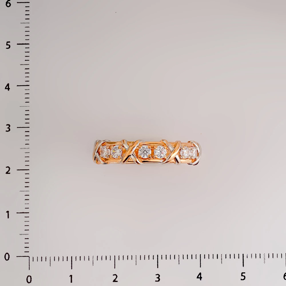 Кольцо с фианитом из красного золота 585 пробы