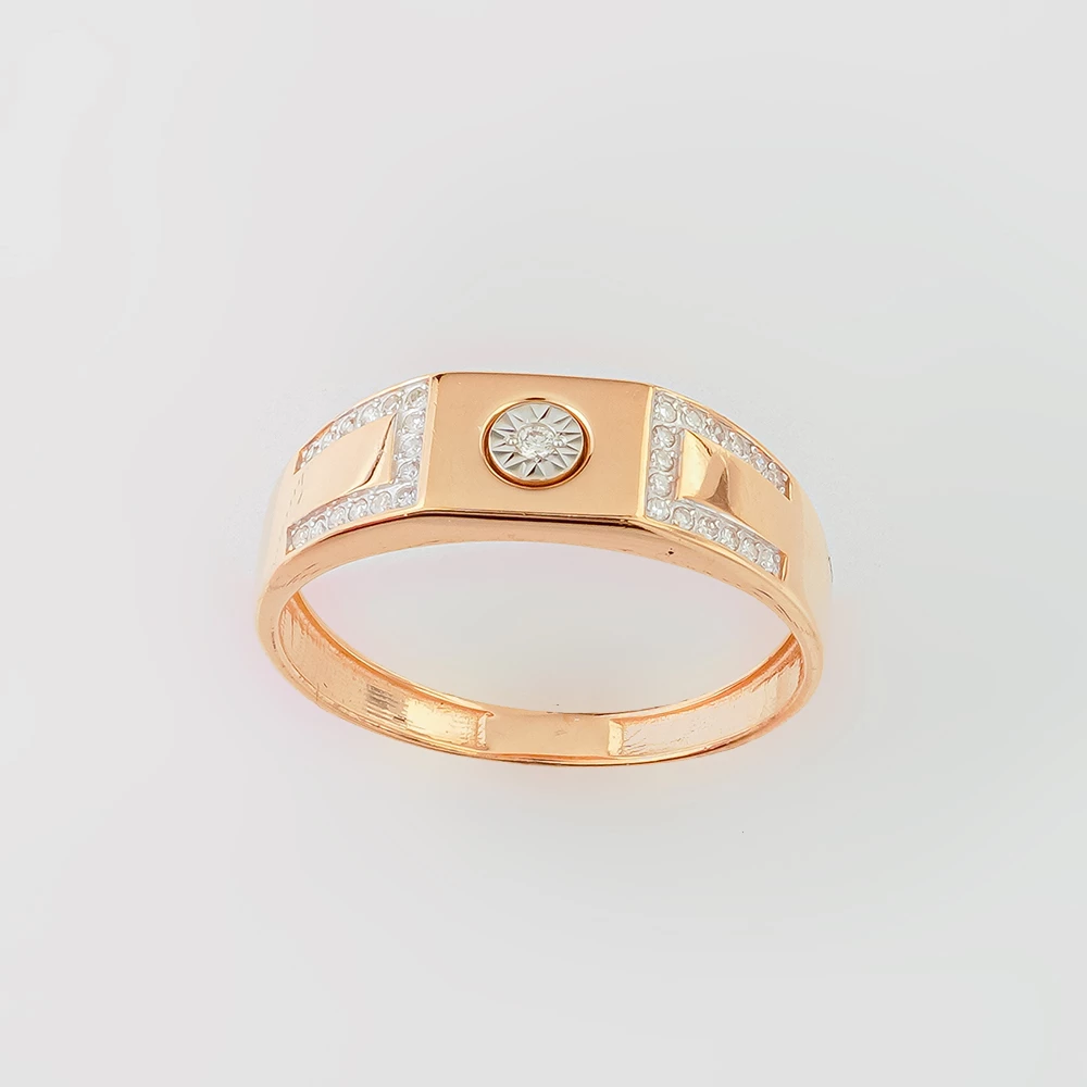 Кольцо с бриллиантом из красного золота 585 пробы