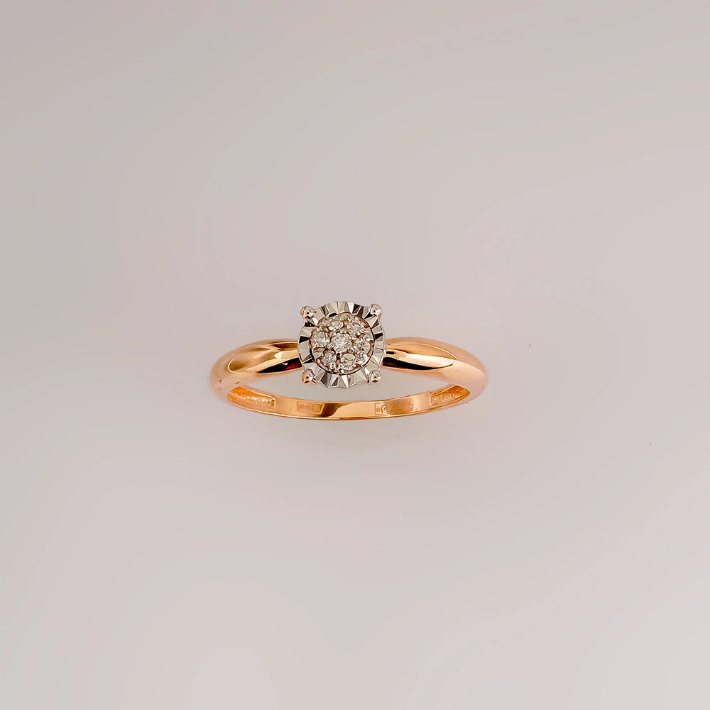 Кольцо с бриллиантом из красного золота 585 пробы