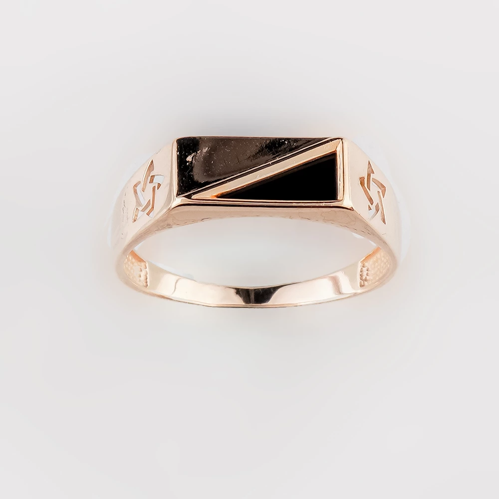 Кольцо с фианитом из красного золота 585 пробы