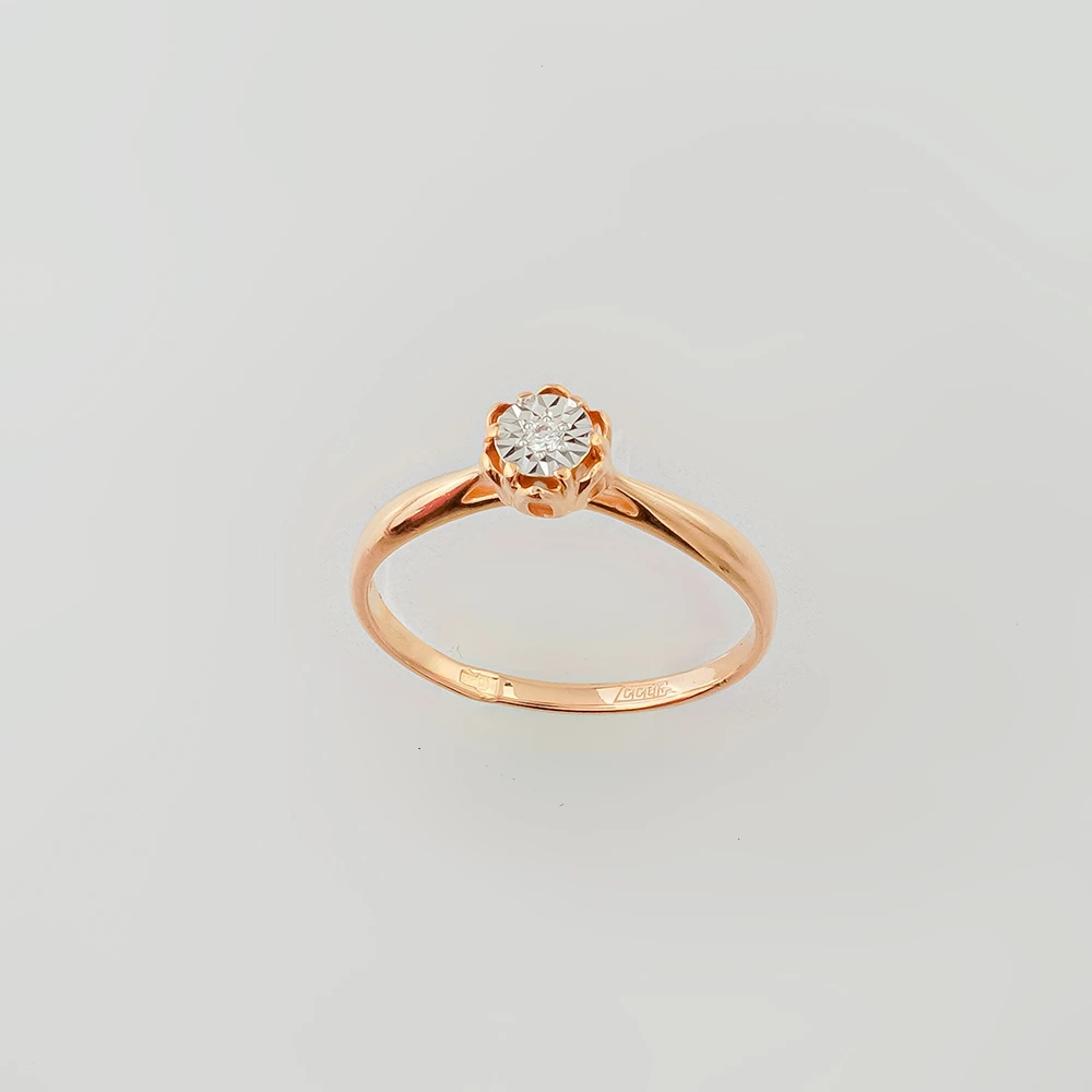 Кольцо с бриллиантом из красного золота 585 пробы