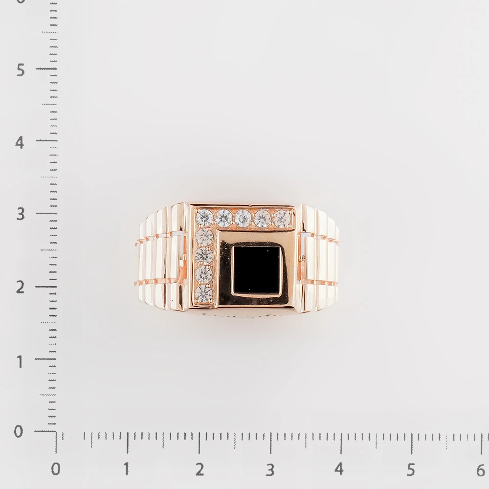Кольцо с ониксом из красного золота 585 пробы