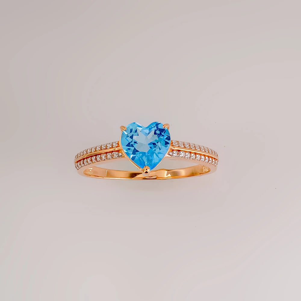 Кольцо с топазом из красного золота 585 пробы