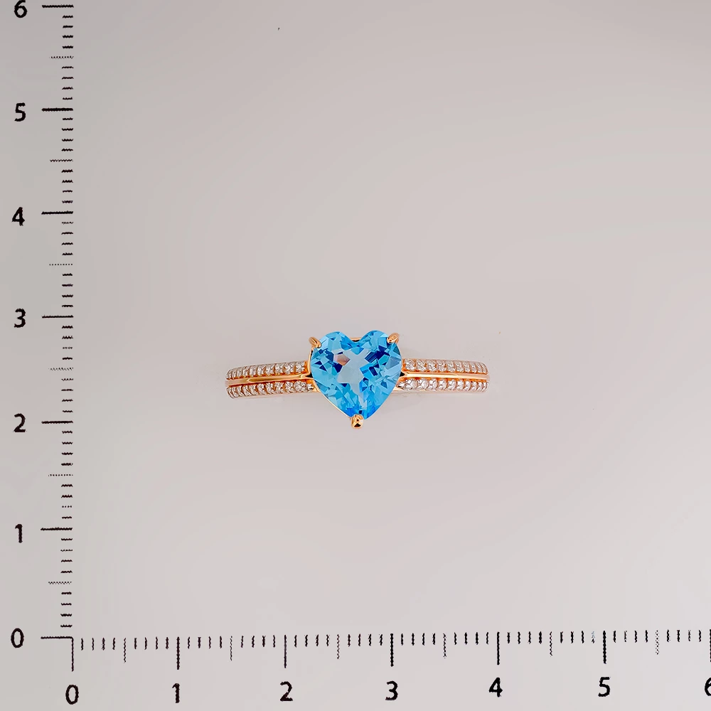 Кольцо с топазом из красного золота 585 пробы