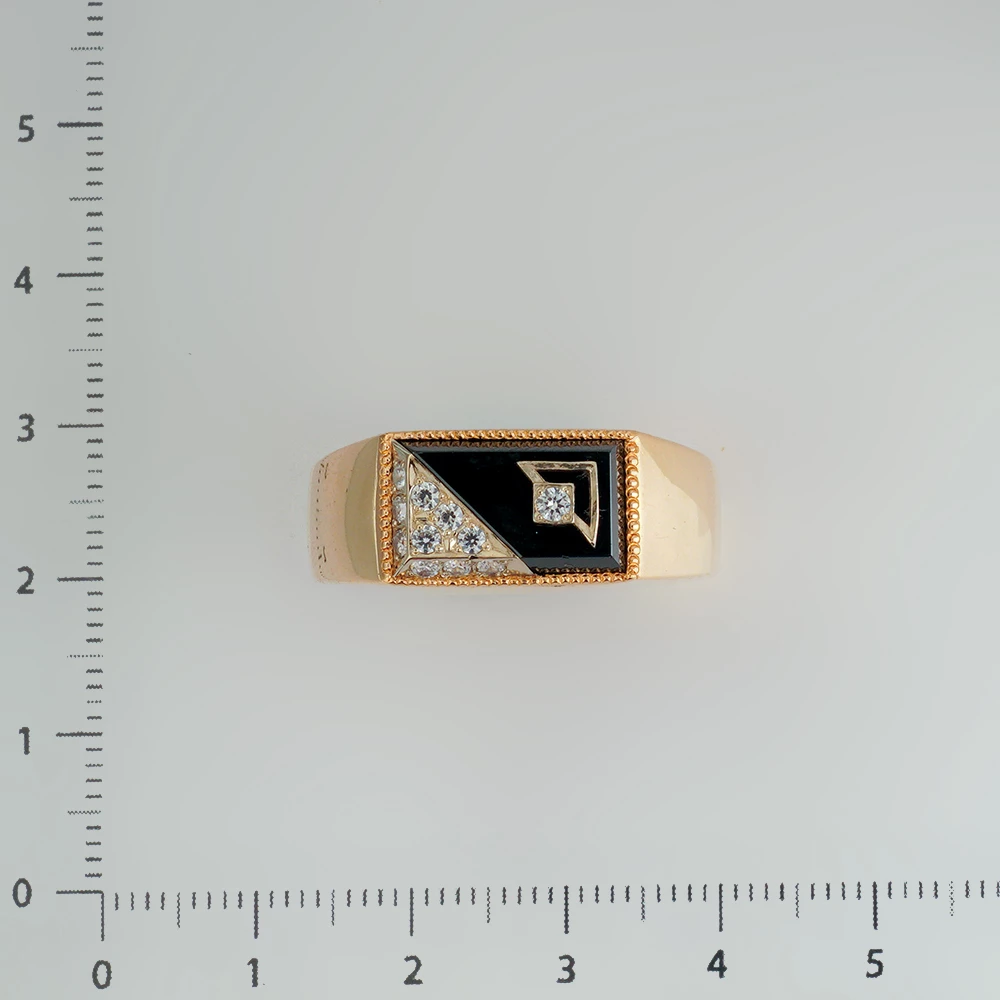 Кольцо с ониксом из красного золота 585 пробы