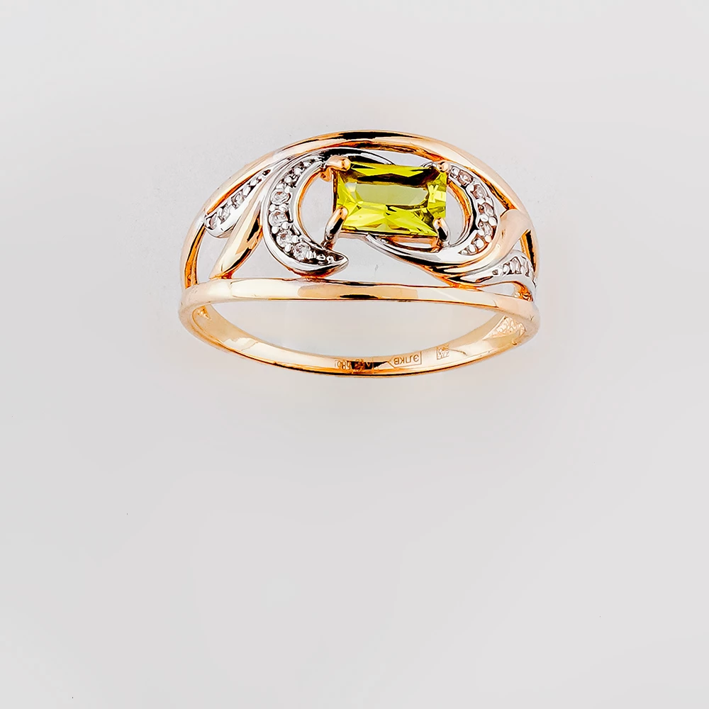 Кольцо с хризолитом из красного золота 585 пробы