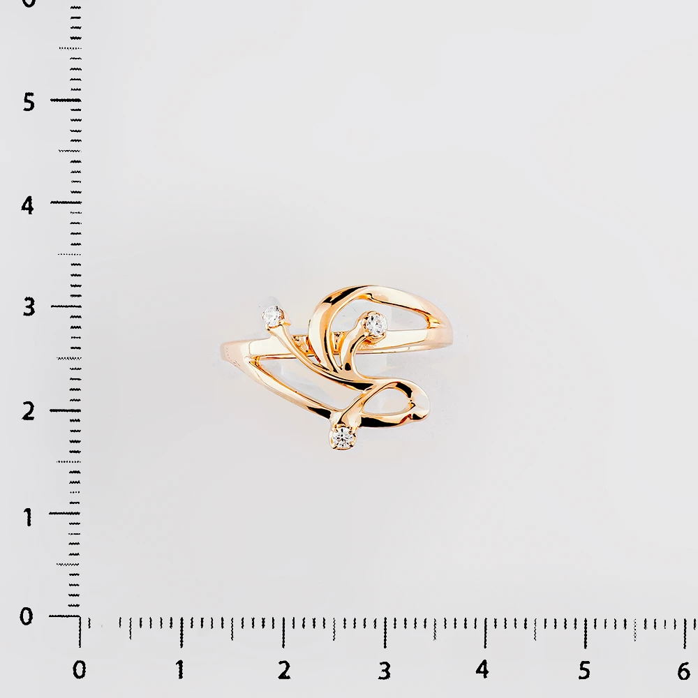 Кольцо с фианитом из красного золота 585 пробы