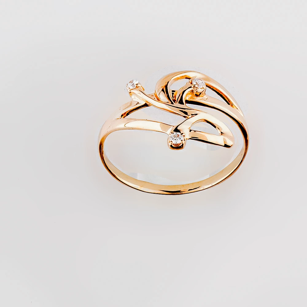 Кольцо с фианитом из красного золота 585 пробы