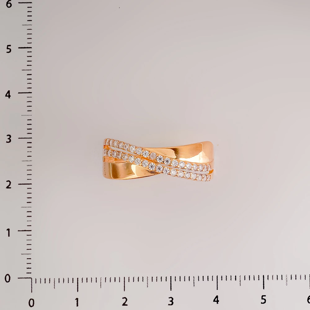 Кольцо с фианитом из красного золота 585 пробы