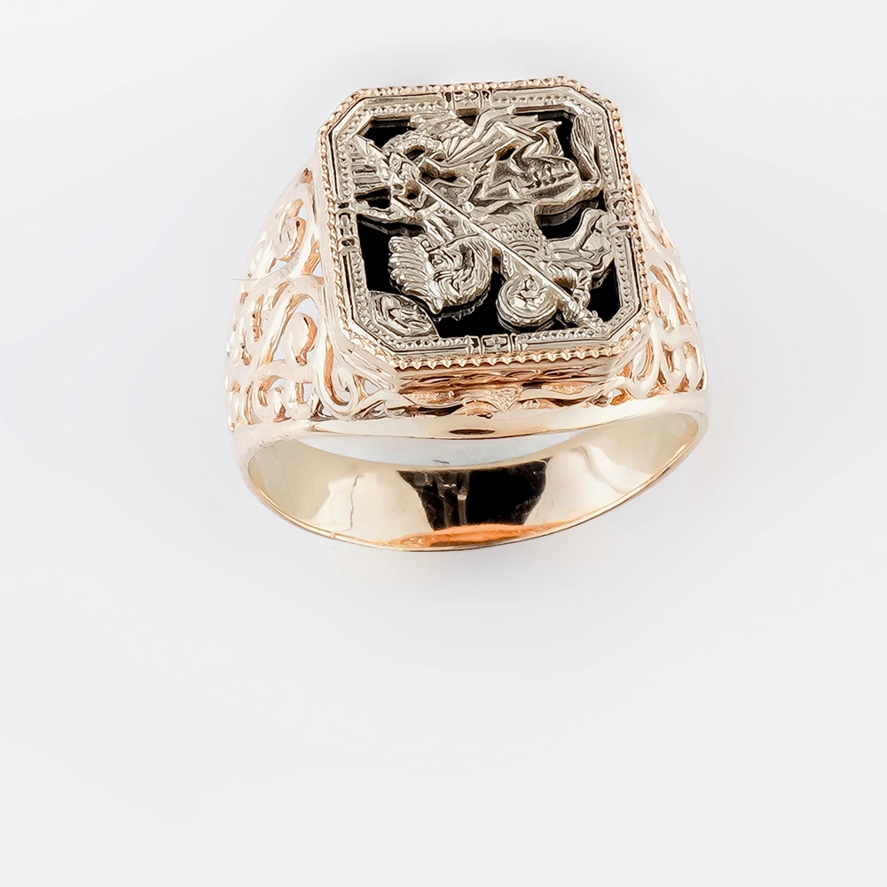 Кольцо с фианитом из красного золота 585 пробы