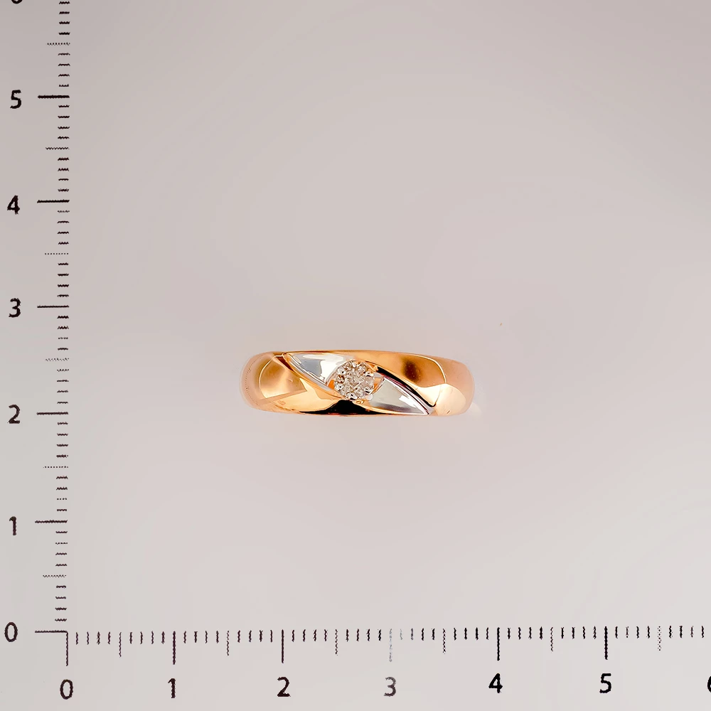 Кольцо с бриллиантом из красного золота 585 пробы