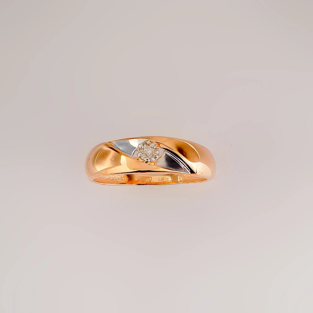 Кольцо с бриллиантом из красного золота 585 пробы