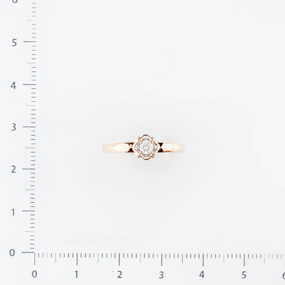 Кольцо с бриллиантом из красного золота 585 пробы