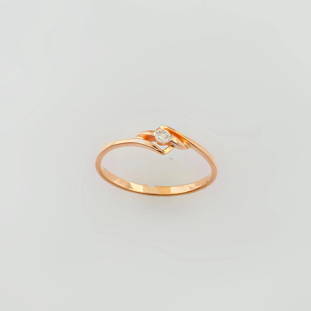 Кольцо с бриллиантом из красного золота 585 пробы