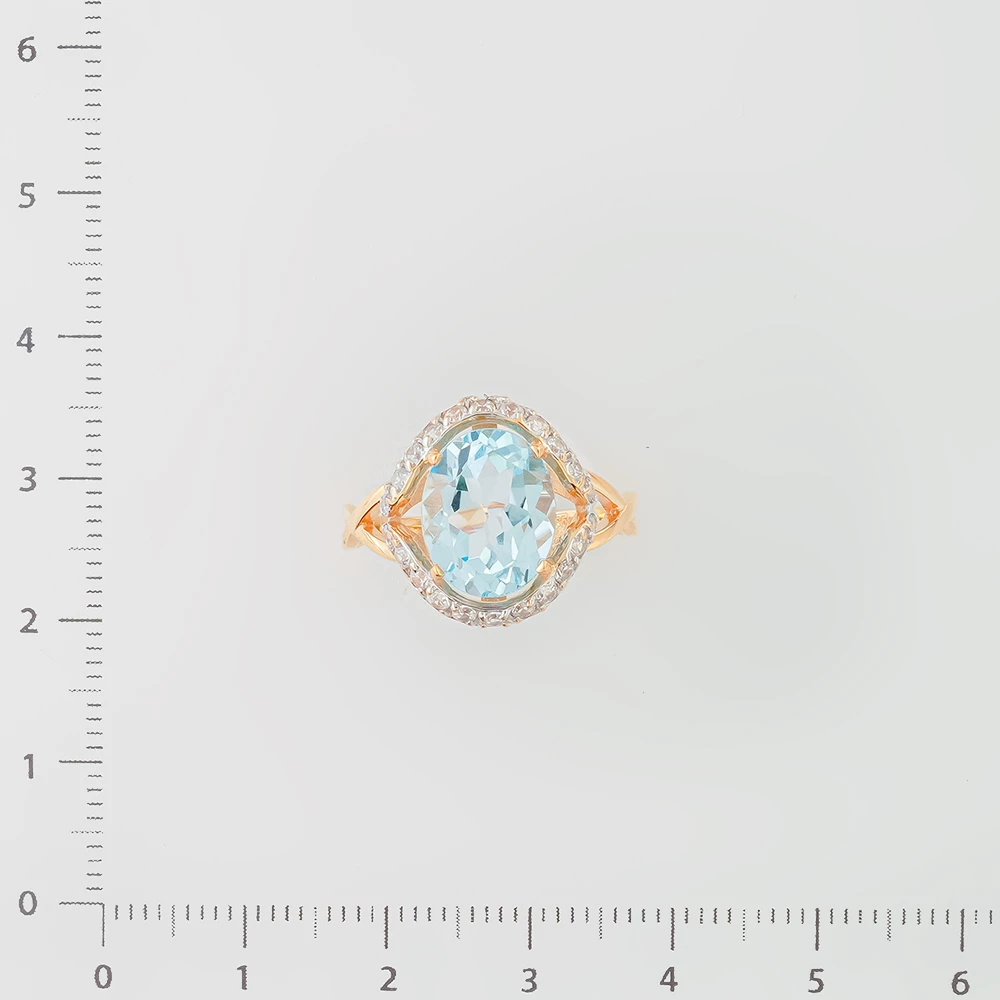 Кольцо с топазом из красного золота 585 пробы