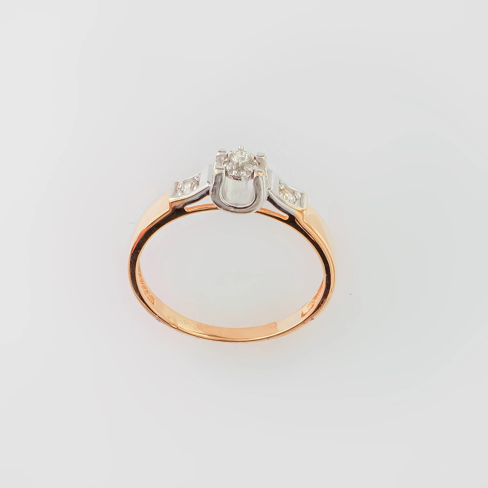 Кольцо с бриллиантом из красного золота 585 пробы