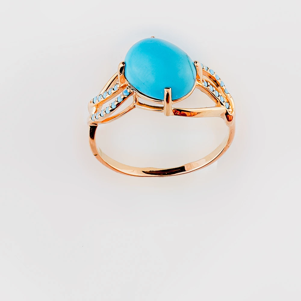 Кольцо с бирюзой из красного золота 585 пробы