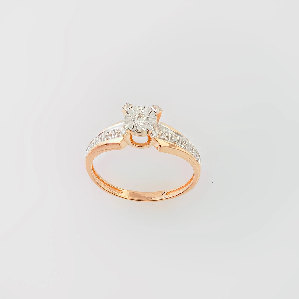 Кольцо с бриллиантом из красного золота 585 пробы