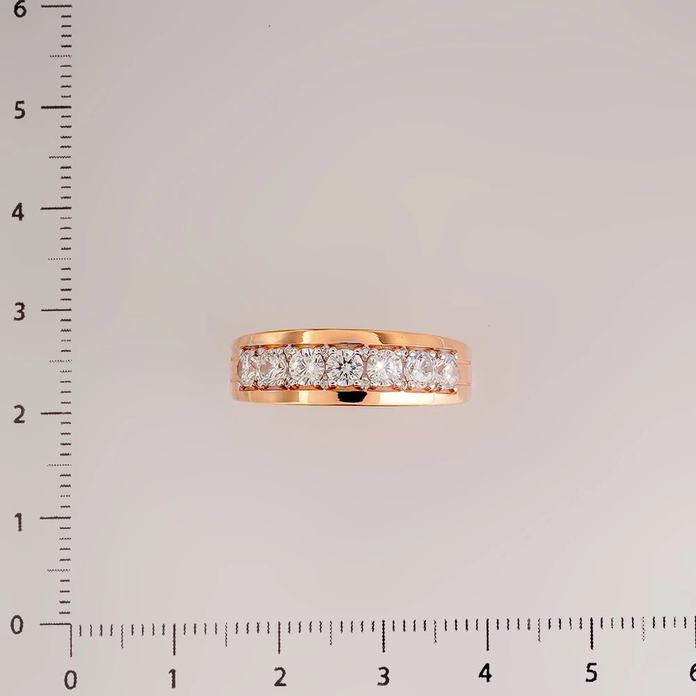 Кольцо с фианитом из красного золота 585 пробы