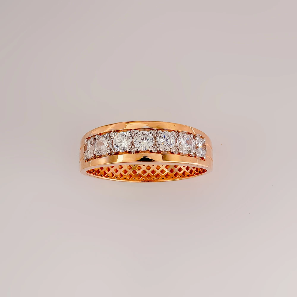 Кольцо с фианитом из красного золота 585 пробы