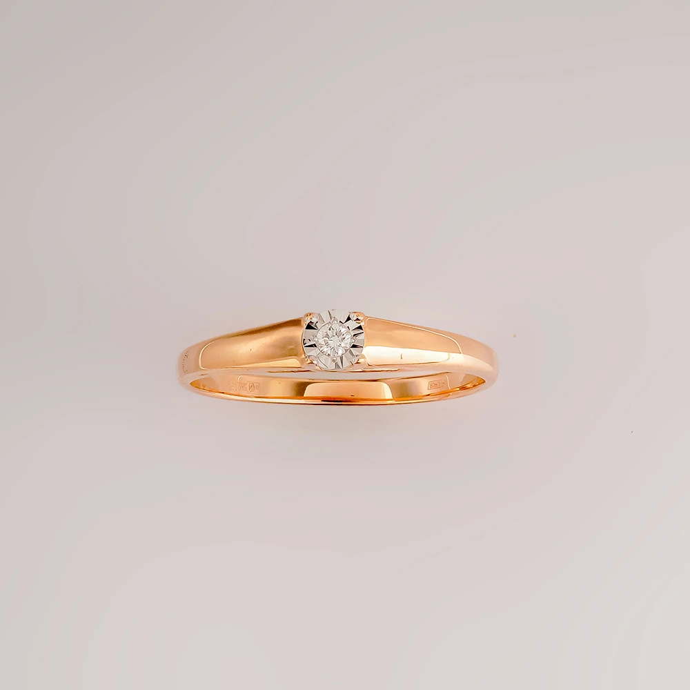 Кольцо с бриллиантом из красного золота 585 пробы