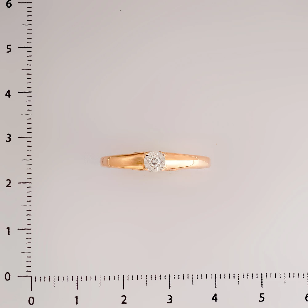 Кольцо с бриллиантом из красного золота 585 пробы