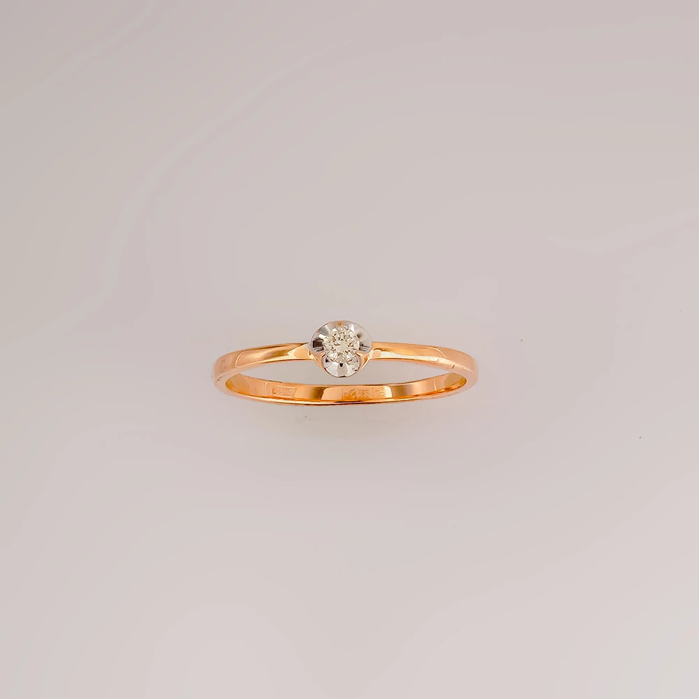 Кольцо с бриллиантом из красного золота 585 пробы