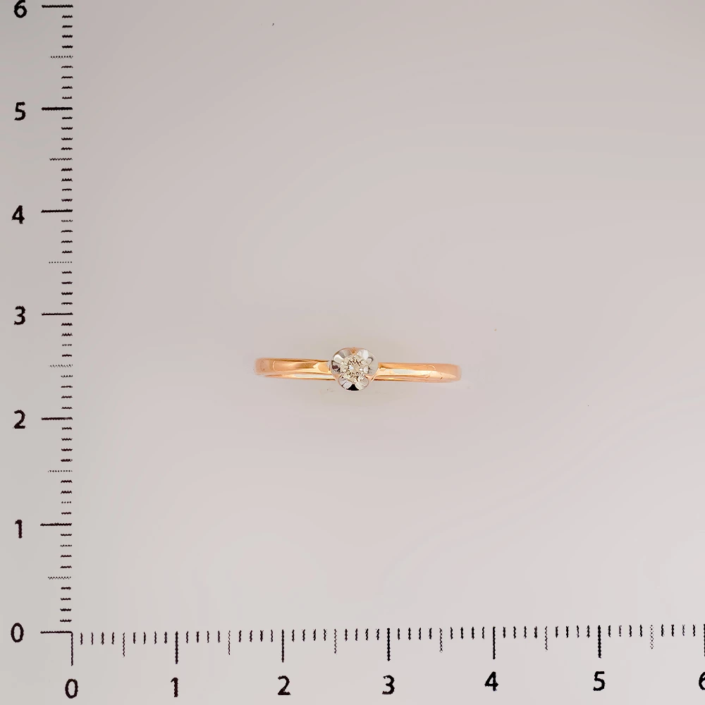 Кольцо с бриллиантом из красного золота 585 пробы