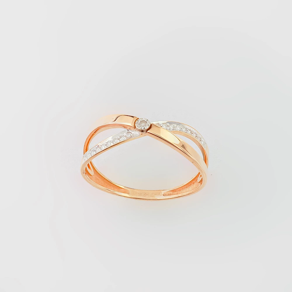 Кольцо с бриллиантом из красного золота 585 пробы