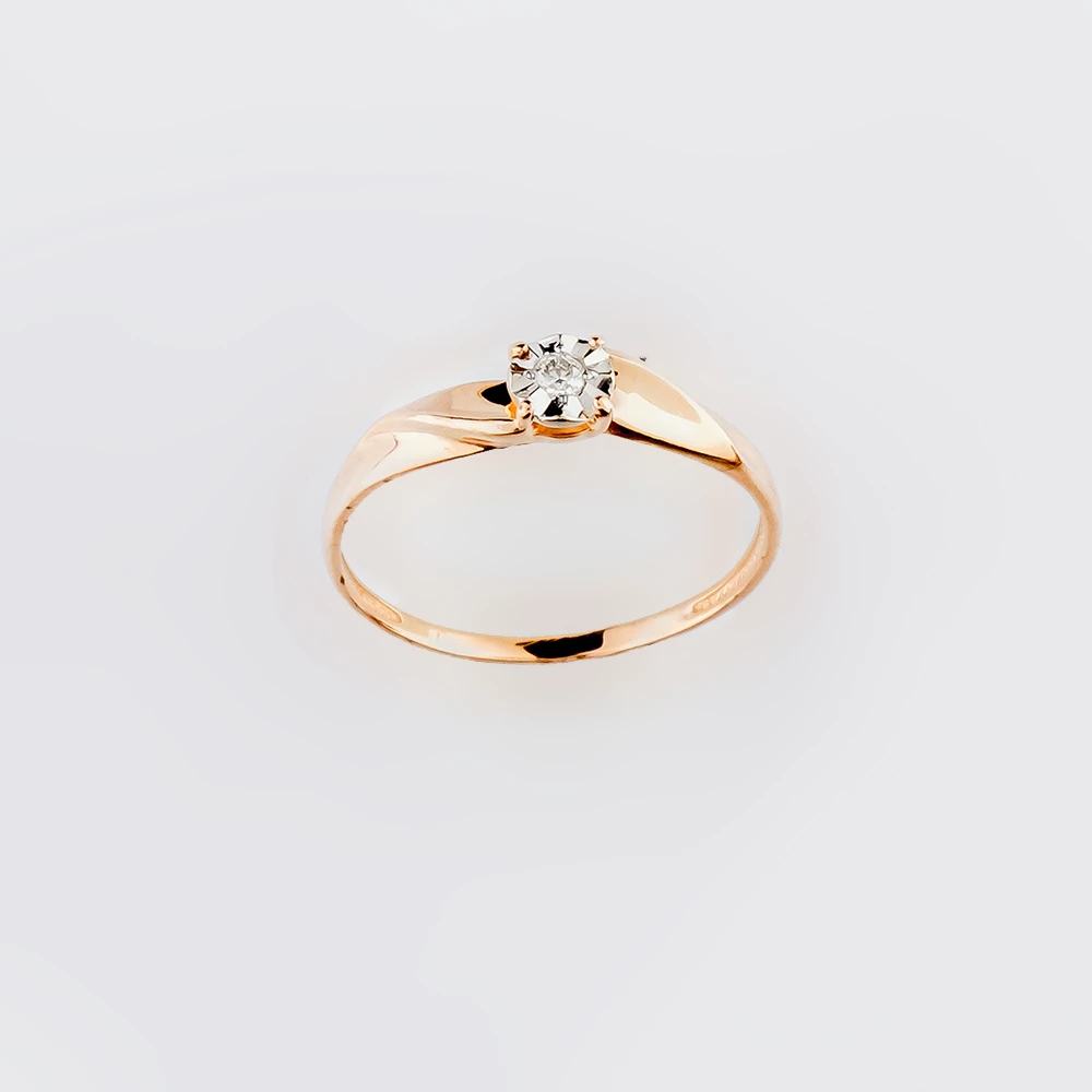 Кольцо с бриллиантом из красного золота 585 пробы