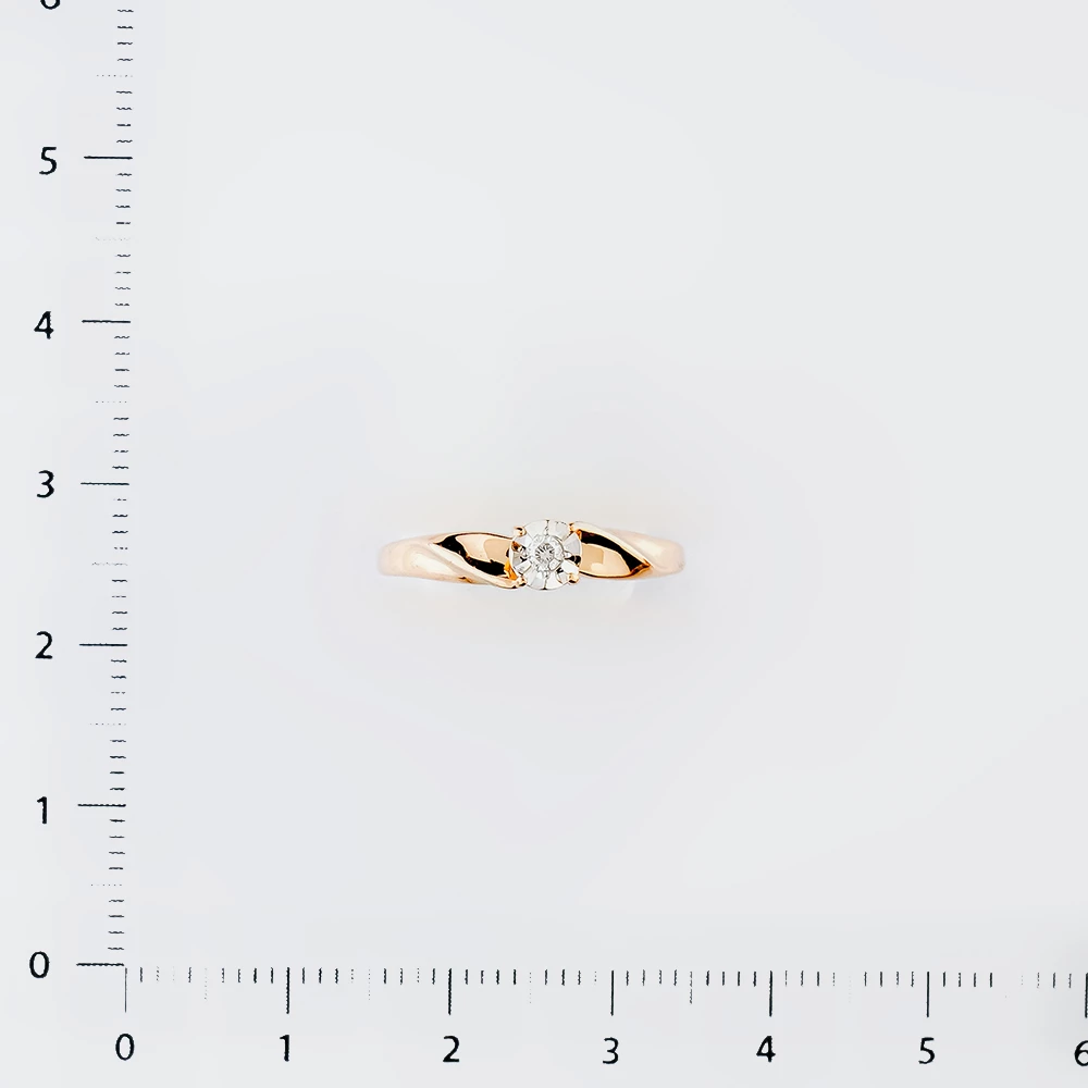 Кольцо с бриллиантом из красного золота 585 пробы