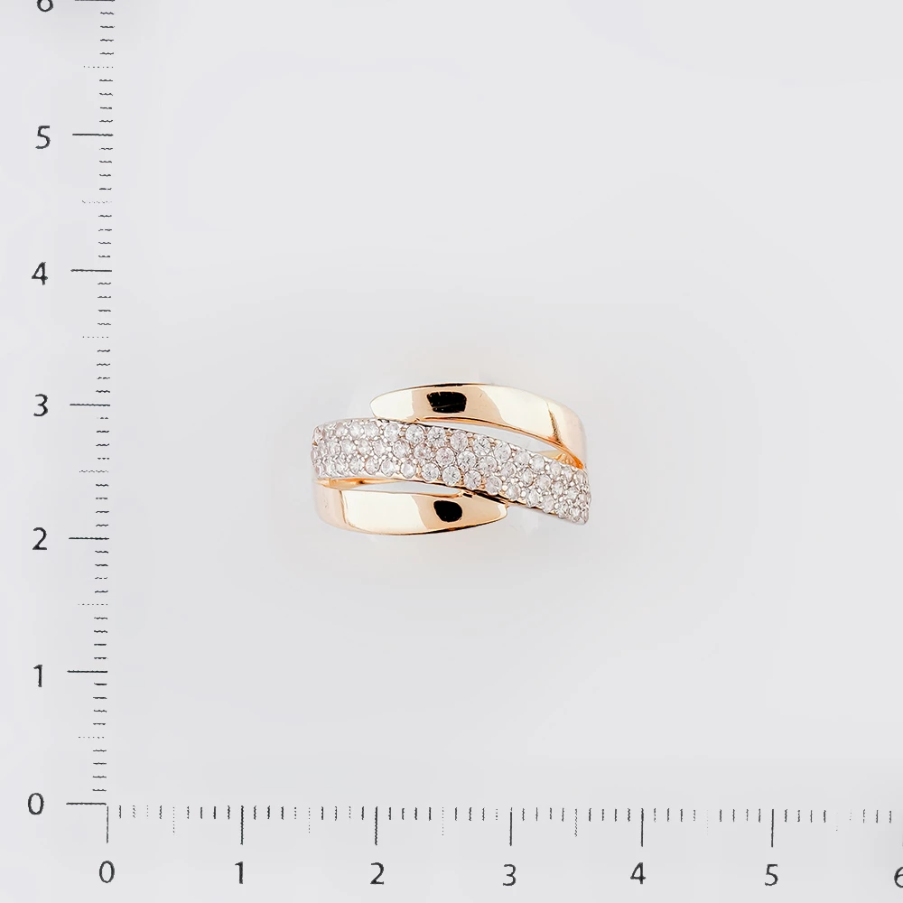 Кольцо с фианитом из красного золота 585 пробы