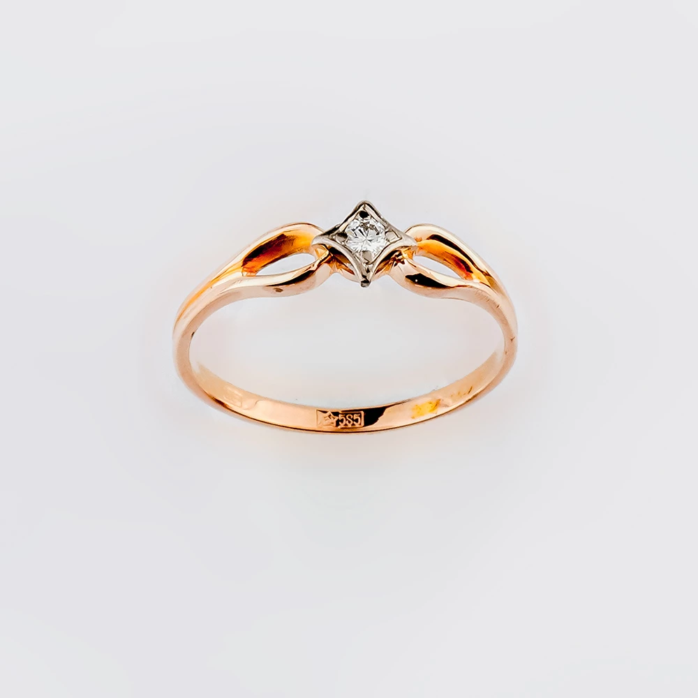 Кольцо с бриллиантом из красного золота 585 пробы