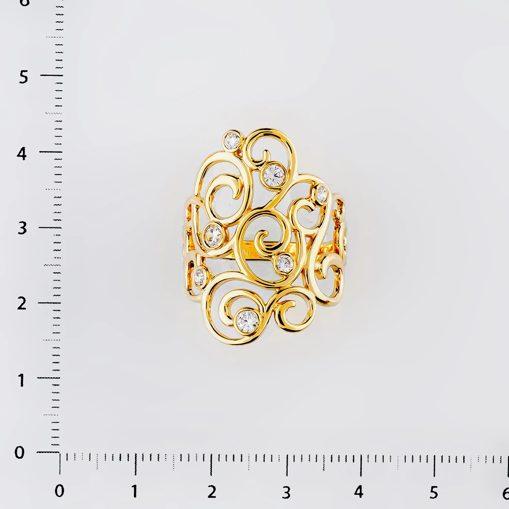 Кольцо с фианитом из красного золота 585 пробы