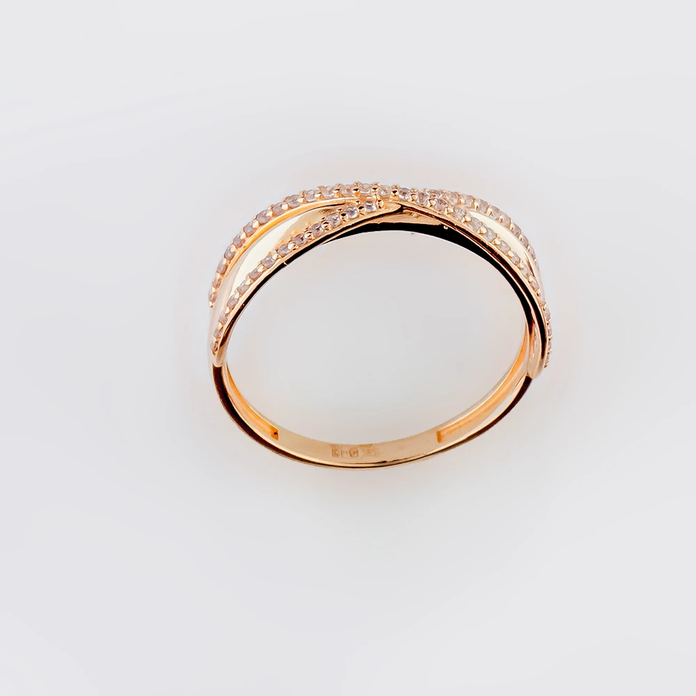 Кольцо с фианитом из красного золота 585 пробы