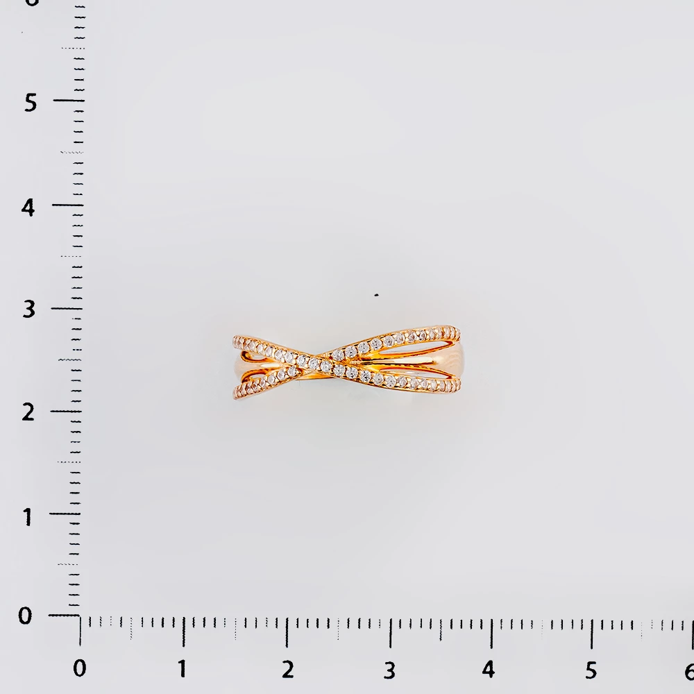 Кольцо с фианитом из красного золота 585 пробы