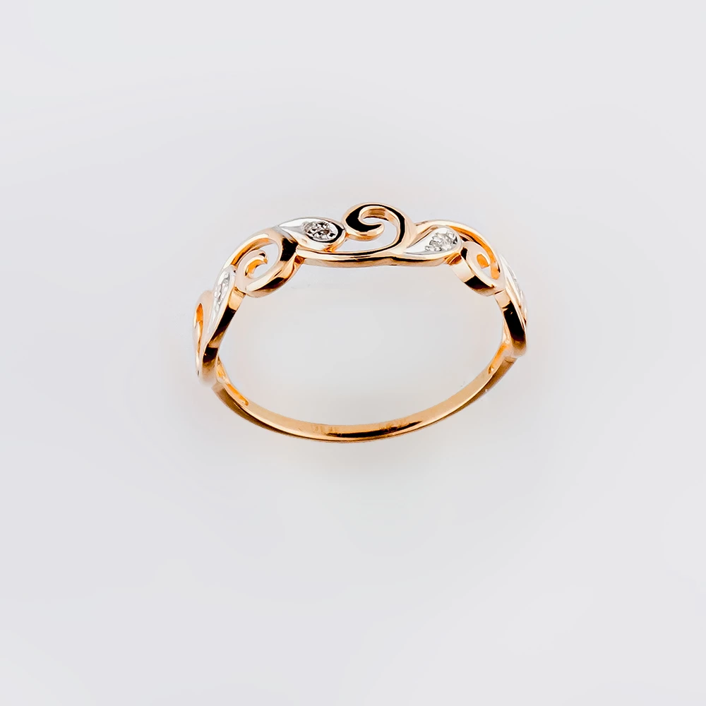 Кольцо с бриллиантом из красного золота 585 пробы