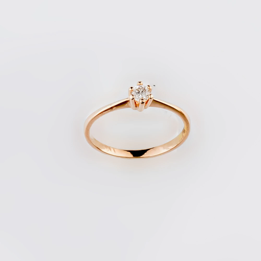 Кольцо с бриллиантом из красного золота 585 пробы